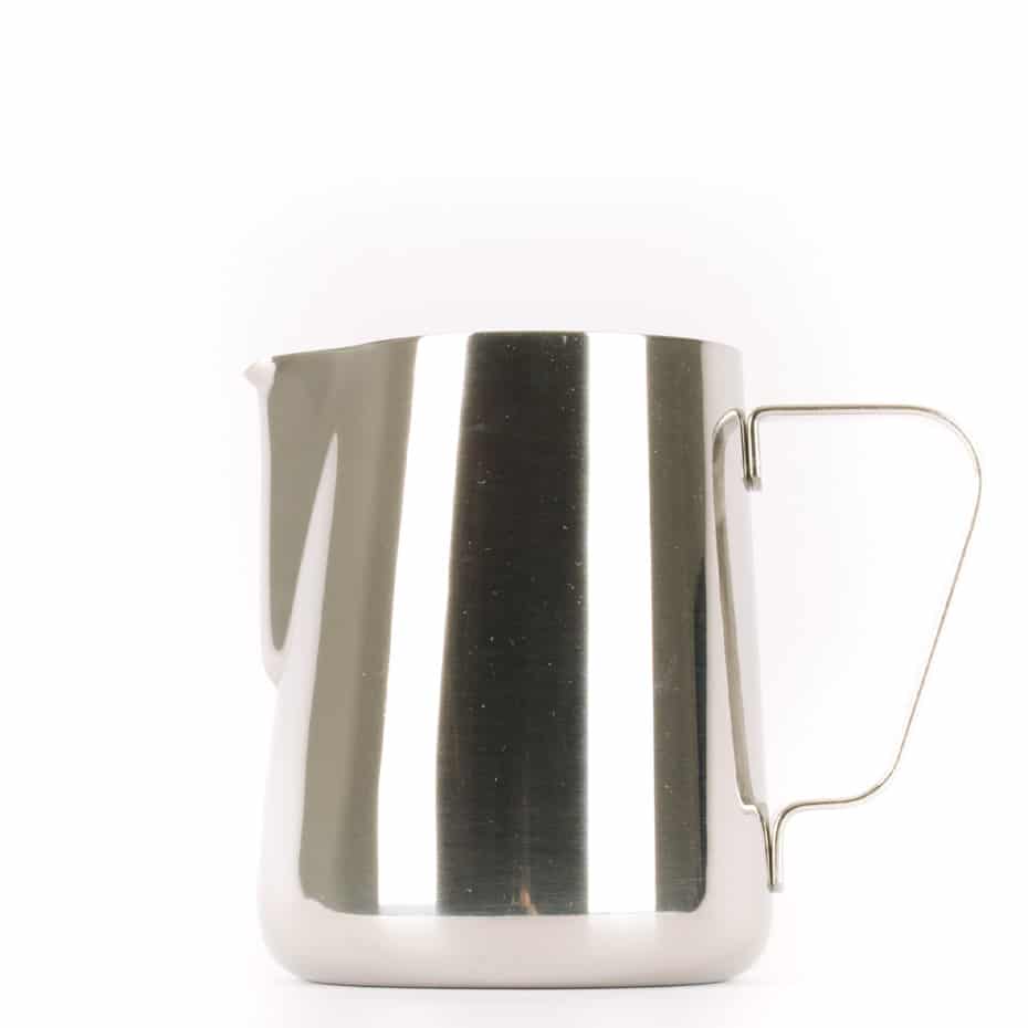 A 20-ounce milk steaming pitcher.