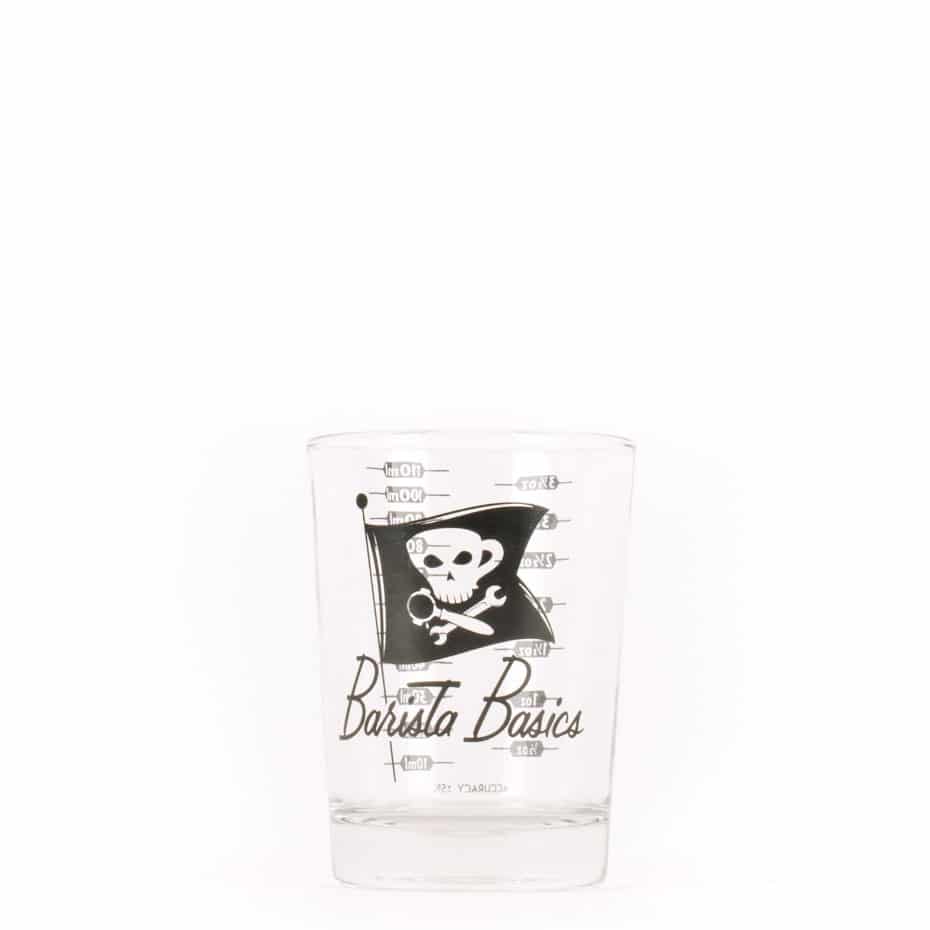 Image of 4oz shot glass bearing the Barista Basics logo.
