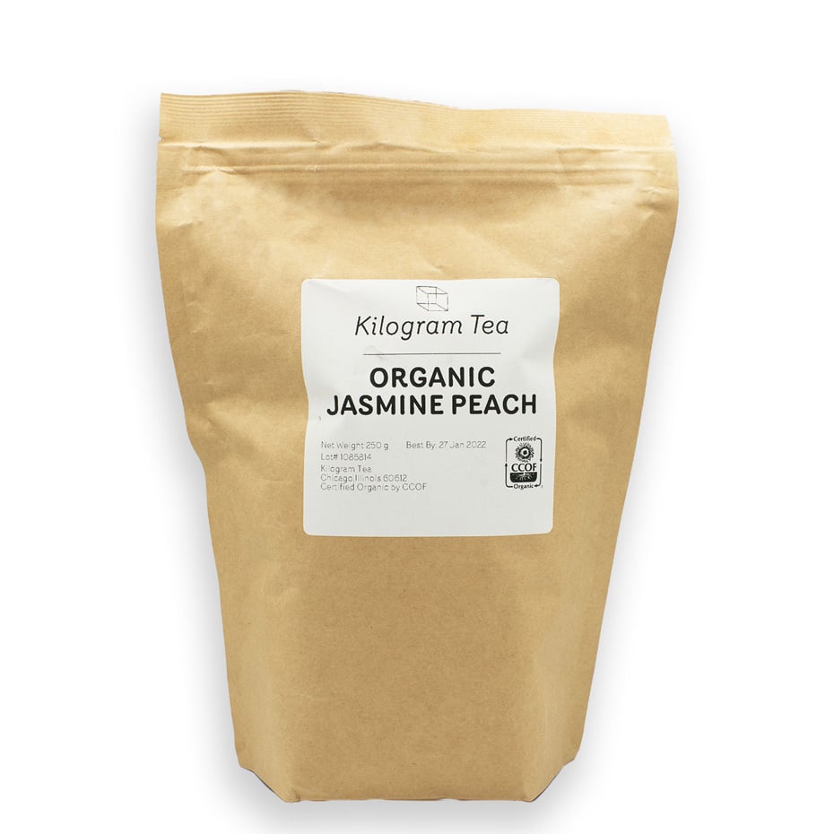 Kilogram Organic Jasmine Peach flavored white loose leaf tea.